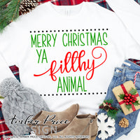 Merry Christmas ya filthy animal SVG, funny Christmas SVG cut files for cricut, silhouette festive winter shirt svg, holiday svg files SVG DXF and PNG version also included. Cute and Unique sublimation file. Silhouette Files for Cricut Project Ideas Simply Crafty SVG Bundles Design Bundles Vector | Amber Price Design