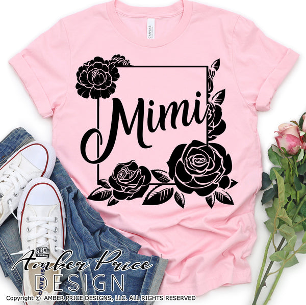 Mimi Floral Frame SVG PNG DXF roses clipart