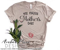 My first mother's day SVG, Mother's Day pregnancy reveal svg, Spring maternity svg, New Mom maternity svg, new baby on the way png SVG, cute Spring SVG shirt craft DIY Cricut silhouette projects vector. Free SVGs Silhouette SVG File Cricut Project Ideas Simply Crafty SVG Bundles Vector | Amber Price Design | amberpricedesign.com