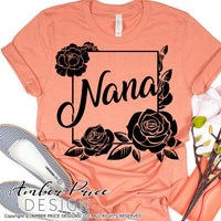 Floral Frame SVG Nana Roses SVG PNG DXF design clipart
