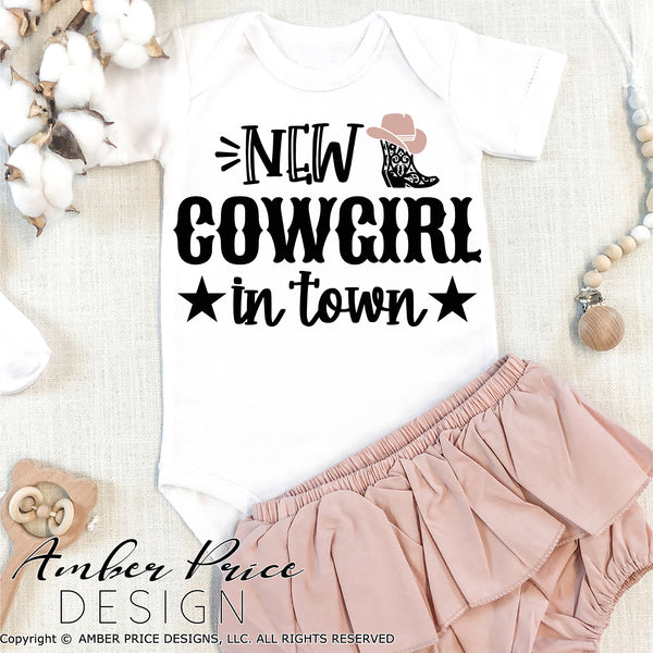 New Cowgirl in town SVG, Baby shower svg, Rodeo SVG, Country baby girl svg, cowgirl svg, country and western svg, png, dxf, cricut, silhouette, vector, cut file, clipart