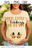 New little turkeys on the way SVG | Cute Fall Maternity SVG! Cute DIY TWIN Thanksgiving Pregnancy reveal SVG files for all your twins Maternity shirt projects! Announce your pregnancy with our creative fall maternity designs! Our Pregnancy Announcement designs for your crafts! PNG DXF | Amber Price Design bundles