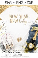 New Year New Baby SVG, Digital New Years Eve Pregnancy SVG cut file for cricut, silhouette vinyl machines, Maternity SVG, NYE SVG, Pregnancy Announcement SVG. Custom Pregnancy Reveal Vector for New Year. DXF and PNG version also included. EPS and AI by request. Cute and Unique sublimation file. From Amber Price Design