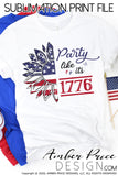 Party like its 1776 Sublimation Print File PNG, American Flag sunflower sublimation file, screen print file, distressed, patriotic sunflower png, red white blue sunflower, american flag sunflower sublimation, 4th of july png