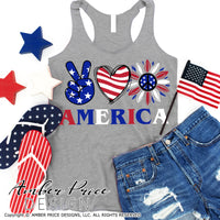 Peace Love America SVG, Patriotic sunflower svg, 4th of july svg, png, dxf, america svg, usa svg