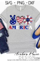 Peace Love America SVG, Patriotic sunflower svg, 4th of july svg, png, dxf, america svg, usa svg