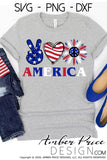 Peace Love America SVG, Patriotic sunflower svg, 4th of july svg, png, dxf, america svg, usa svg