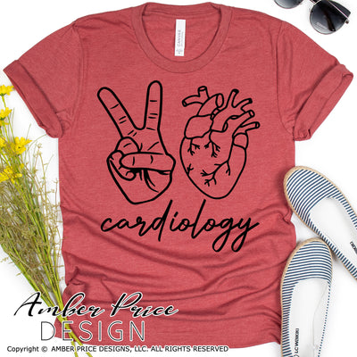 Peace love Cardiology svg, png, dxf, cardiologist svgs, cut file, cricut, silhouette, craft, digital design, download, diy cardiology shirt, anatomical heart svg, clipart, amber price design