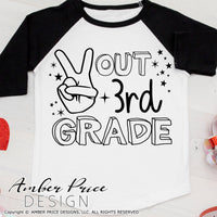Peace out 3rd grade shirt SVG, end of school shirt SVG, last day of school shirt svg last day of third grade school cut file for cricut, silhouette 3rd grade teacher SVG. School Vector for going into 4th grade. New 4th grader SVG DXF & PNG version included. Cute Unique sublimation file. From Amber Price Design