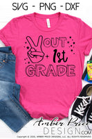 Peace out 1st grade shirt SVG, end of school shirt SVG, last day of school shirt svg last day of first grade school cut file for cricut, silhouette, 1st grade teacher SVG. School Vector for going into 2nd grade. New 2nd grader SVG DXF & PNG version included. Cute Unique sublimation file. From Amber Price Design