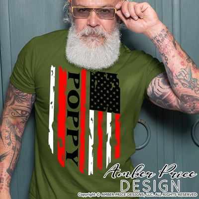 Poppy SVG, Army Veteran SVG, Poppy Military Flag Army SVG, PNG, DXF, Grandpa SVG, Father's Day SVGs, American Flag SVG