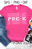 Pre-K shirt SVG, First day of school shirt SVG, Preschool SVG, pre-k svg for cricut, silhouette, Pre-K stacked font echo font SVG, Head start Preschool teacher SVG. Custom school Vector for going into Pre-K. New Preschooler SVG DXF and PNG version also included Cute and Unique sublimation file. From Amber Price Design