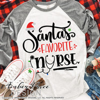 Santa's Favorite Nurse SVG, Nurse Christmas SVG , Winter SVGs for RN, Registered nurse SVG for Christmas shirt. Hospital SVG file DIY festive Holiday decor Christmas ornament SVGs, silhouette projects vector files SVG Silhouette SVG Files for Cricut Project Ideas Simply Crafty SVG Bundles Vector | Amber Price Design 