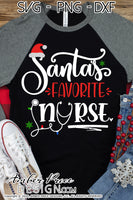 Santa's Favorite Nurse SVG, Nurse Christmas SVG , Winter SVGs for RN, Registered nurse SVG for Christmas shirt. Hospital SVG file DIY festive Holiday decor Christmas ornament SVGs, silhouette projects vector files SVG Silhouette SVG Files for Cricut Project Ideas Simply Crafty SVG Bundles Vector | Amber Price Design 