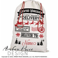 Santa Sack SVG, Santa Bag SVG, DIY Kid's Christmas Stocking SVG, Cricut Christmas svg Santa's Workshop SVG winter cut file DIY festive Holiday home decor Christmas gift bag SVGs, silhouette projects vector files SVG Silhouette SVG SVG Files for Cricut Project Ideas Simply Crafty SVG Bundles Vector | Amber Price Design 