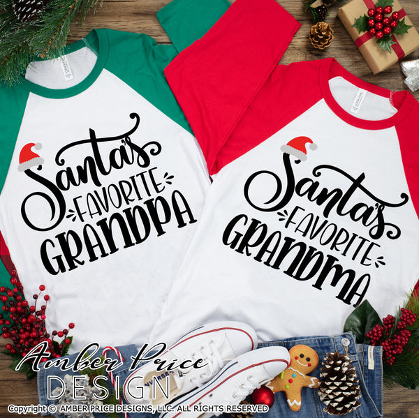 Santa's Favorite Grandma SVG, Santa's favorite Grandpa SVG, Grandparents Christmas SVG,  winter, cute Christmas shirt SVG file DIY festive Holiday decor Christmas ornament SVGs, silhouette projects vector files SVG Silhouette SVG SVG Files for Cricut Project Ideas Simply Crafty SVG Bundles Vector | Amber Price Design 