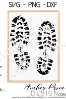 Santa's Footprints SVG, Santa's Boot Prints SVG, cute Kid's Christmas SVG, santa claus svg for Christmas winter cut file, DIY festive Holiday home decor Christmas ornament SVGs, silhouette projects vector files SVG Silhouette SVG SVG Files for Cricut Project Ideas Simply Crafty SVG Bundles Vector | Amber Price Design 