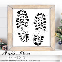 Santa's Footprints SVG, Santa's Boot Prints SVG, cute Kid's Christmas SVG, santa claus svg for Christmas winter cut file, DIY festive Holiday home decor Christmas ornament SVGs, silhouette projects vector files SVG Silhouette SVG SVG Files for Cricut Project Ideas Simply Crafty SVG Bundles Vector | Amber Price Design 