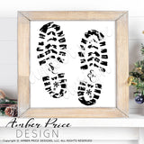 Santa's Footprints SVG, Santa's Boot Prints SVG, cute Kid's Christmas SVG, santa claus svg for Christmas winter cut file, DIY festive Holiday home decor Christmas ornament SVGs, silhouette projects vector files SVG Silhouette SVG SVG Files for Cricut Project Ideas Simply Crafty SVG Bundles Vector | Amber Price Design 