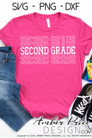 Second grade shirt SVG, back to school shirt SVG, last day of school cut file for cricut, silhouette, 2nd grade stacked font echo font SVG, 2nd grade teacher SVG. Custom school Vector for going into 2nd grade. New 2nd grader SVG DXF and PNG version also included Cute and Unique sublimation file. From Amber Price Design