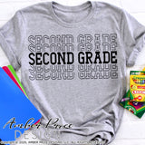 Second grade shirt SVG, back to school shirt SVG, last day of school cut file for cricut, silhouette, 2nd grade stacked font echo font SVG, 2nd grade teacher SVG. Custom school Vector for going into 2nd grade. New 2nd grader SVG DXF and PNG version also included Cute and Unique sublimation file. From Amber Price Design