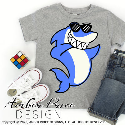Cool Shark SVG Boy's shark svg clipart cute kid toddler girl's shark sunglasses svg png dxf kids shirt design cut file cricut silhouette