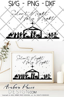 Silent Night, Holy Night SVG, Nativity Scene SVG, Christian Christmas svg design, Cute Christmas ornament SVG, Jesus is the reason SVGs, winter shirt craft, DIY silhouette projects vector files for home decor. SVG Silhouette SVG SVG Files for Cricut Project Ideas Simply Crafty SVG Bundles Vector | Amber Price Design 