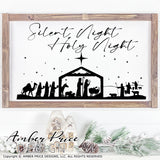 Silent Night, Holy Night SVG, Nativity Scene SVG, Christian Christmas svg design, Cute Christmas ornament SVG, Jesus is the reason SVGs, winter shirt craft, DIY silhouette projects vector files for home decor. SVG Silhouette SVG SVG Files for Cricut Project Ideas Simply Crafty SVG Bundles Vector | Amber Price Design 