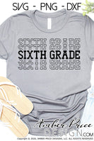 Sixth Grade Stacked Font SVG PNG DXF