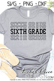 Sixth Grade Stacked Font SVG PNG DXF