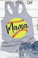 Softball Mama SVG PNG DXF distressed softball clipart
