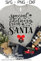 Special Delivery from Santa SVG Christmas Maternity SVG for winter! Cute DIY Christmas Pregnancy reveal SVG file for your Maternity shirt project! Announce you're expecting with our creative pregnancy shirt design for winter Our Pregnancy Announcement SVG is PERFECT for your pregnancy craft PNG DXF | Amber Price Design