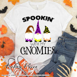 Halloween gnomes SVG PNG DXF, Spookin with my Gnomies Halloween SVGs, DIY Halloween shirt SVG. Halloween Decor SVG Fall Decor cut file for cricut, silhouette, cute Halloween Shirt Vector for Fall and Autumn. Fall shirt SVG DXF PNG versions included. EPS by request. Sublimation file. From Amber Price Design