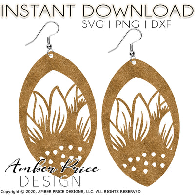 Sunflower SVG, Sunflower Earrings SVG, Kansas earring cut file for cricut, silhouette, glowforge, digital cut file for vinyl cutting machines like Cricut, and Silhouette. Includes 1 zipped folder containing each SVG file, DXF file, and PNG file. This is a High Res file, at full 300 dpi resolution | Amber Price Design