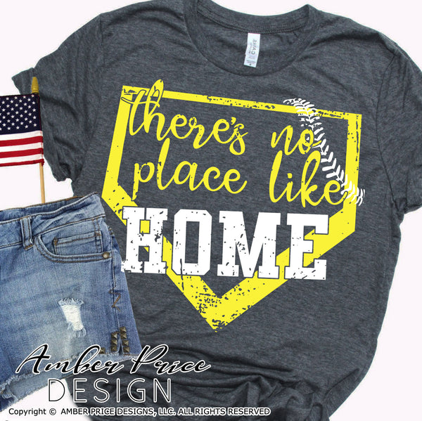 There's no place like home SVG, Baseball SVG, Baseball PNG, DXF, Home Plate svg, Softball mom svg, Ball field shirt SVG, Baseball season SVG for cricut cut file vector, svg, distressed baseball clipart vector files home decor. Free SVGs for Silhouette SVG Files Cricut Project Ideas Design Bundles | Amber Price Design | amberpricedesign.com