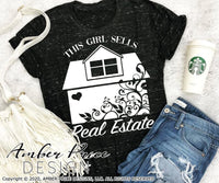 This girl sells real estate svg png dxf floral realtor design
