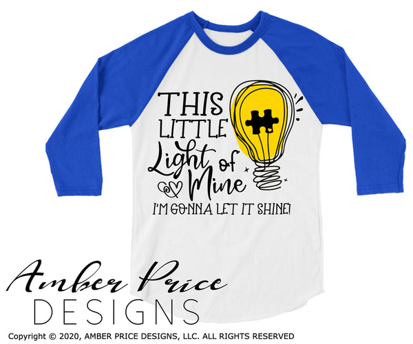 Autism Awareness SVG This little light of mine I'm gonna let it shine SVG April Autism awareness month svg, PNG, DXF, Sublimation, Screen print, File, Digital Download, Instant Download, Design cut file, cricut, Autism Shirt SVG