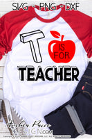 T is for Teacher SVG. Our cute preschool teacher shirt SVG is designed for use with cricut, and silhouette. Elementary School teacher SVG. Custom Early Childhood education Vector. Head start Pre-K Teacher svg file. Layered SVG DXF and PNG version also included. Cute and Unique sublimation file. From Amber Price Design