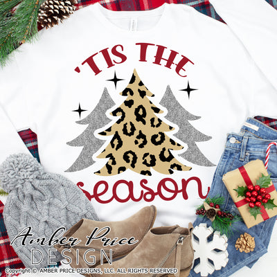 Tis the Season SVG, Leopard Print Christmas Trees SVG, cute Christmas SVG, cute Christmas shirt SVG, winter cut file, DIY festive Holiday home decor Christmas ornament SVGs, silhouette projects vector files SVG Silhouette SVG SVG Files for Cricut Project Ideas Simply Crafty SVG Bundles Vector | Amber Price Design 