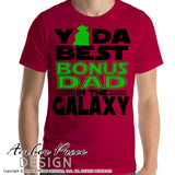 Yoda best Bonus Dad in the galaxy SVG, Make your own Star wars Step Dad shirt for your father's day gift with my unique jedi Star Wars SVG cut file vector for cricut and silhouette cameo files. DXF & PNG sublimation file included. Cricut SVG Files for Cricut Project Ideas SVG Bundles Design Bundles | Amber Price Design