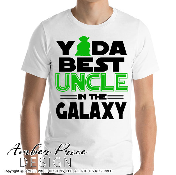 Yoda best uncle in the galaxy SVG, Make your own Star wars uncle shirt for your uncle's father's day gift with my unique Star Wars SVG cut file vector for cricut and silhouette cameo files. DXF and PNG sublimation file included. Cricut SVG Files for Cricut Project Ideas SVG Bundles Design Bundles | Amber Price Design