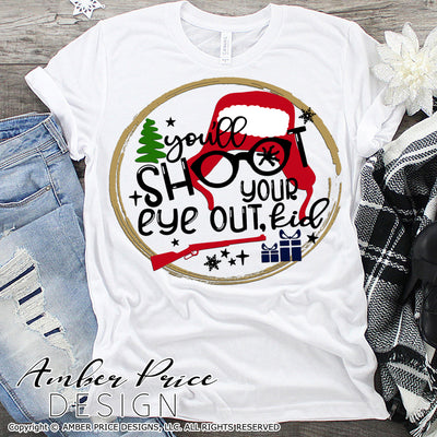 You'll shoot your eye out kid SVG, Funny Christmas SVG, Cute Christmas story svg, ralphie SVG, Christmas shirt svg files, Cute Christmas ornament SVG for DIY winter shirt craft, DIY silhouette projects vector files for home decor. SVG Silhouette SVG Files for Cricut Project Ideas Simply Crafty SVG Bundles Vector | Amber Price Design 