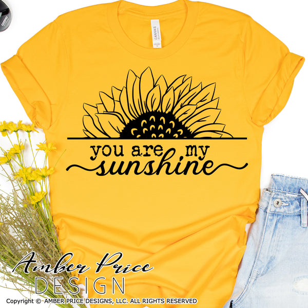 You are my sunshine svg, png, dxf, sunflower svg, sunflower clipart, half sunflower, script svg, cricut, silhouette, cut file, vector, cricut, silhouette, amber price design