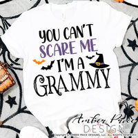 Grammy Halloween SVG, You can't scare me, I'm a Grammy SVG, Grandma Halloween SVG PNG DXF, Cute funny fun DIY Halloween shirt SVG. Cut file for cricut, silhouette, cute Women's Halloween Shirt Vector for Fall and Autumn. Fall shirt SVG DXF PNG versions included. EPS by request. Sublimation file. From Amber Price Design